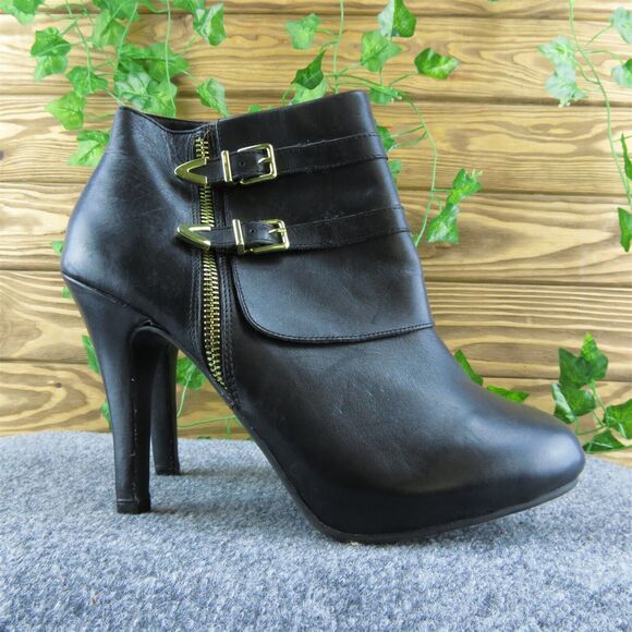 Me Too Lawn Women Ankle Boots Black Leather Zip Size 9.5 Medium - Picture 4 of 9
